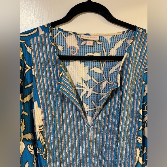 Knox Rose loose peplum top with flowers and stripes size 3x - Picture 3 of 6